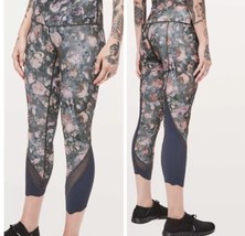 Lululemon Women Wunder Under Crop Ii Scallop Frost Rose Multi/Melanite Sz 6 - £22.54 GBP