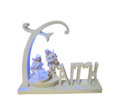 Nativity Scene Faith Figurine W/LED Blue Light 8.5&quot;L x 7&quot;T White Resin - $18.81