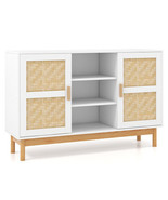 48 Inch Sideboard Buffet Cabinet Floor Storage Cabinet with 2 Bamboo Wov... - $193.62
