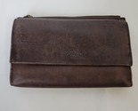 Vintage Fossil Classic Soft Brown Lamb Distressed Leather Clutch Wallet ... - $21.77