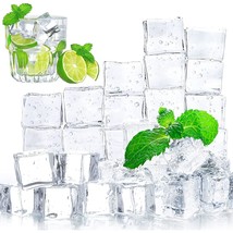 Clear Fake Ice Cubes, 20 Pcs 1.0&quot; Plastic Ice Cubes Acrylic Clear Ice Ro... - £11.79 GBP