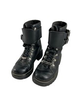 Harley Davidson Women Boots Sz 6 Black Leather Motorcycle Ankle Combat Moto Flaw - £55.39 GBP