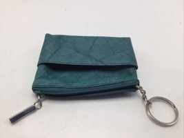 Wallet Womens Teal Green Leather Compact Zipper Slip Pocket ID Card Key ... - £11.95 GBP