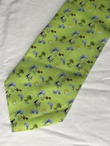 Vintage Jos A Bank Tie Green Tropical Palms Dolphins Sailboats All Silk ... - $186.24 MXN