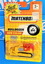 Matchbox 1992 NEW COLOR MB 64 Bulldozer Yellow w/ Red Canopy Rubber Tracks CAT - £7.16 GBP