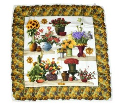 Gucci Scarf Sunflower 87 cm Silk Floral flower Shawl Vintage RA807 - £148.36 GBP