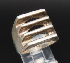 MEXICO 925 Silver - Vintage Modernist Open Ribbed Frame Ring Sz 8 - RG25425 - £53.93 GBP