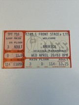 AMERICA APR 20, 1983 TOUR CONCERT TICKET STUB SEATTLE PARAMOUNT THEATRE - £11.18 GBP