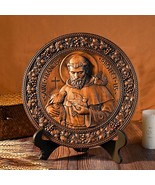 Saint Francis Wood Carving Ornament - Christian Home Decor - $77.92 CAD+
