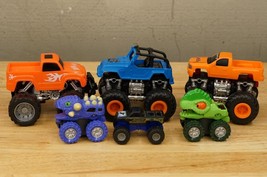 Bag Lot Plastic &amp; Metal Toy Monster Trucks Jeep Chevy Silverado Dinosaur - £11.66 GBP