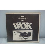 WESTBEND 6 QUART ELECTRIC WOK 1987 INSTRUCTION MANUAL &amp; RECIPE BOOK - $10.25 CAD