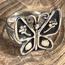 Sterling Silver Boho Butterfly Ring Size 9 - £46.91 GBP