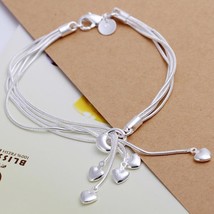 New beautiful Fashion silver Pretty heart women solid bracelet wedding G... - £5.95 GBP
