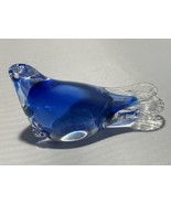 Vintage Art Glass Seal / Sea Lion Paperweight Figurine Cobalt Blue &amp; Cle... - $12.82