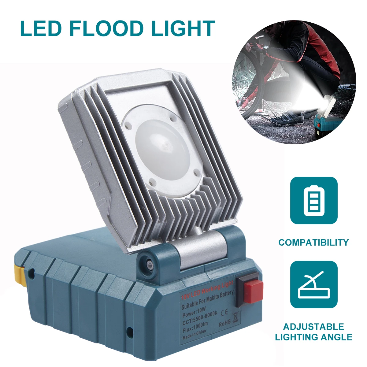 LED Work Light LED Floodlight Folding Portable Outdoor Lights 3 Light Modes IP65 - £71.87 GBP