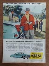 Hertz Rent a Car Sam Snead Golf Chevrolet Bel Air 1958 Vintage Print Ad - $8.90