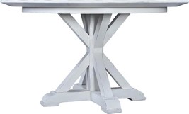 Dining Table Dublin X-Base Pedestal White Old World Distressing Round Solid Wood - £2,476.74 GBP