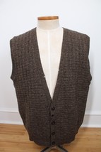 Vtg Orvis XL Brown Wool Basket Weave Sweater Vest Destroyed Holes - $21.02