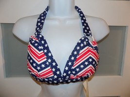 Catalina Red/White &amp; Blue Halter Bikini Top USA Flag Padded Size M (8/10... - £14.36 GBP