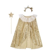 EnkeliBB Kids Girl Party Coat Sequin Cape And Fairy Sti And Heaear 3pcs Children - £88.66 GBP