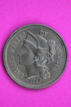 High Grade 1868 Three 3 Cent Nickel Coin Guaranteed Authentic & Genuine 1084 - $176.57 CAD