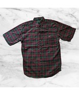 Ivy Crew Large Mens Short Sleeve Button Up Shirt Red Green Yellow Plaid ... - $9.49