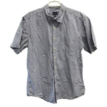 Gap Men&#39;s Classic Fit Short Sleeve Plaid Shirt XL Cotton Blue &amp; White Checkered - £10.89 GBP