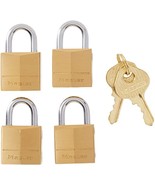 Master Lock Padlock, Solid Brass Lock, 3/4 in. Wide, 120Q (Pack of 4-Keyed - $26.09