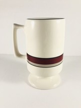 Buffalo China Mid-Century Modern Maroon Striped Pedestal Coffee Mugs    - £7.76 GBP