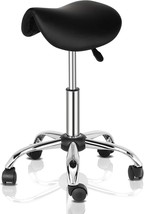 OmySalon Saddle Stool Rolling Chair Ergonomic Saddle Chair with Swivel W... - $55.99