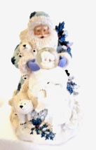 Pfaltzgraff Winter Frost Santa w/Panda Bears Snow Globe Music Box 2001 Christmas - £38.92 GBP