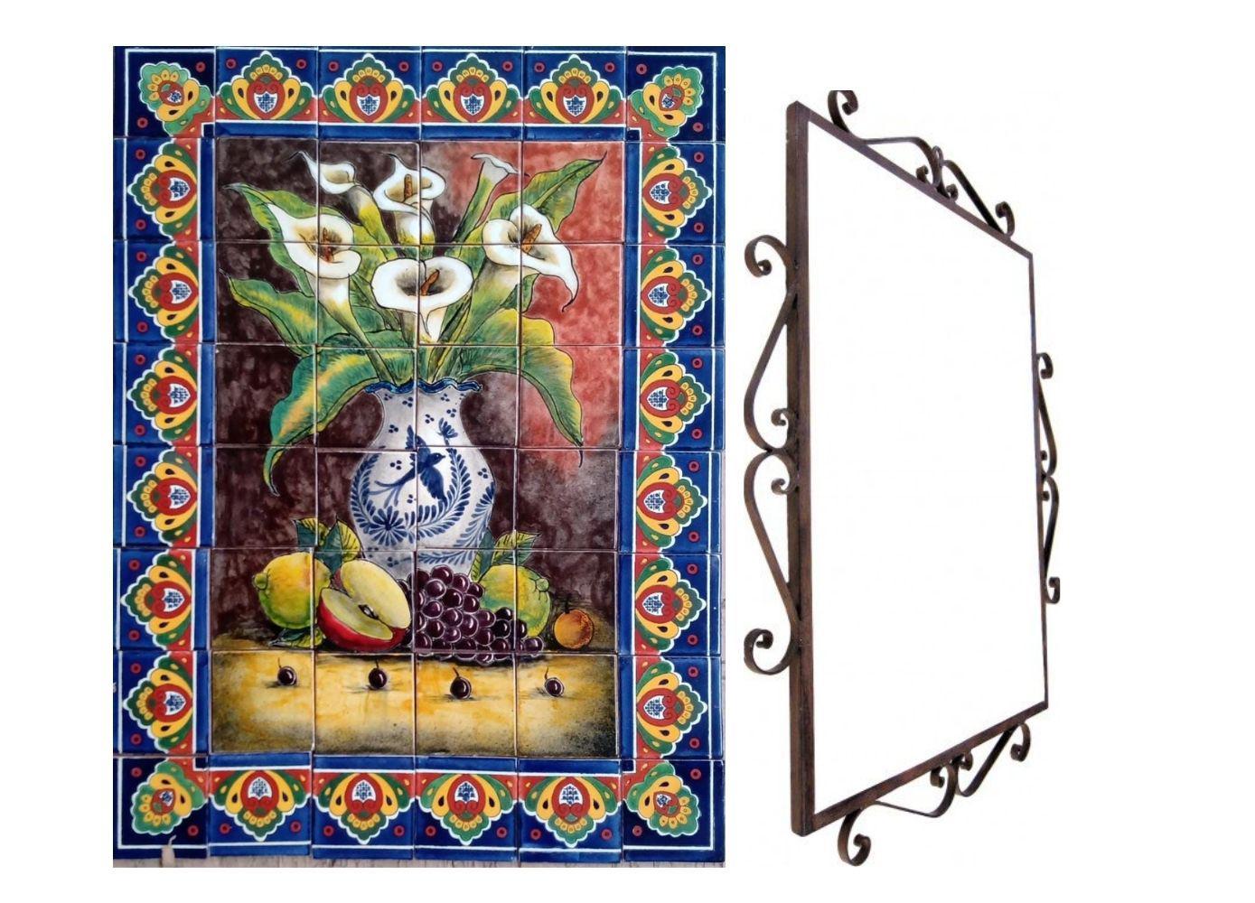 Mexican Talavera Mural HQ - Lilies2 - - $299.00