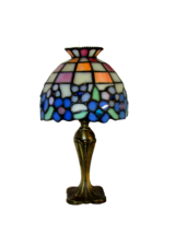 PARTY LITE CANDLE HOLDER stained glass lamp flowers metal base 10&quot; tall (off 1 ) - £37.44 GBP