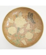 Brass Bowl Cloisonne Enamel Design Flowers Butterfly Copper Color Cream ... - £7.39 GBP