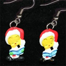 Tweety Bird EARRINGS-SANTA Choir BOOK-Funky Novelty Christmas Costume Jewelry - £4.69 GBP