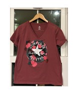 Converse Chuck Taylor All Star Pink White V-Neck Graphic T-Shirt Tee Sz ... - $184.28 MXN