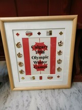 Framed Set of 13 Vintage Olympic Pin Badge Calgary 1988 Winter Games  - £59.20 GBP