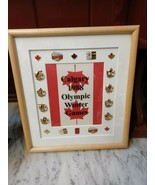 Framed Set of 13 Vintage Olympic Pin Badge Calgary 1988 Winter Games  - $74.24
