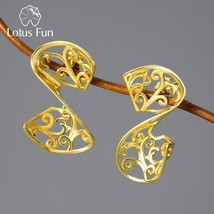 Gold Unusual Classical Pattern Acanthus Leaf  Party Dangle Earrings for Women 92 - £37.09 GBP