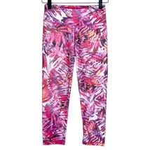 Women&#39;s Prana pink tropical leaf floral print crop leggings size xs - $24.19
