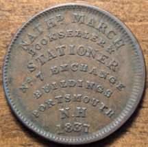 1837 Portsmouth, New Hampshire NH Simes &amp; March Merchant Hard Times Token - $65.28