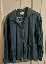 Sonoma Dark Blue Denim Blouse With Ruffle / Denim Long Sleeve Blouse - £11.71 GBP