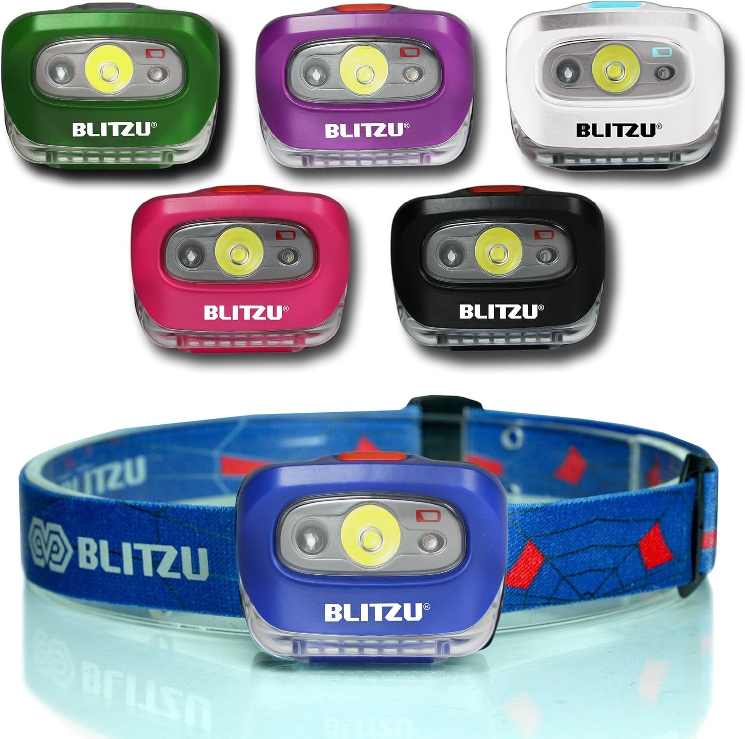 Blitzu Hands-Free Headlamp, Blue, 165 Lumen, Adjustable Light, Impact Re... - $38.99