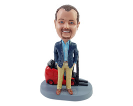 Custom Bobblehead Businessman wearing nice outfit with a fork lift truck - Motor - $169.00