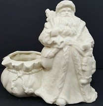 Santa Ceramic Planter 7 1/2&quot; x 7 1/2&quot; x 4&quot; Off White Color - £14.17 GBP
