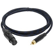 Premium 6 Foot Braided XLR Female to RCA Male Patch Cable Cord - £25.57 GBP