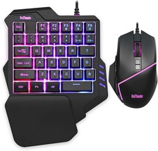 Redthunder One-Handed Rgb Gaming Keyboard And Mouse Combo, 35 Keys Mini Gaming - £33.10 GBP