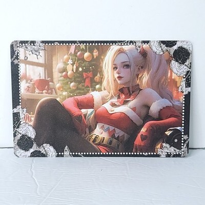 Harley Quinn Joker Xmas Waifu Card Anime Girl Wall Art Oversized Board A5 - $22.76
