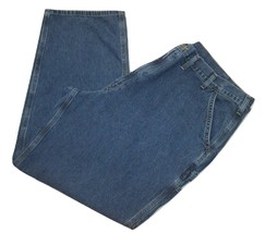 Carhartt Carpenter Jeans Mens Size 44X31 Blue Denim Zipper Fly Durable w Pockets - £9.93 GBP