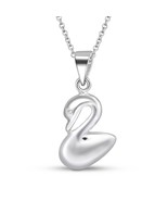 Enchanting Swan Sterling Silver Pendant Chain Necklace - £15.20 GBP